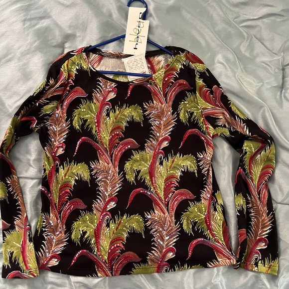 Haven Bleu Woman's SZ XL LS Boat Neck Tee Bead  NWT - Picture 1 of 6